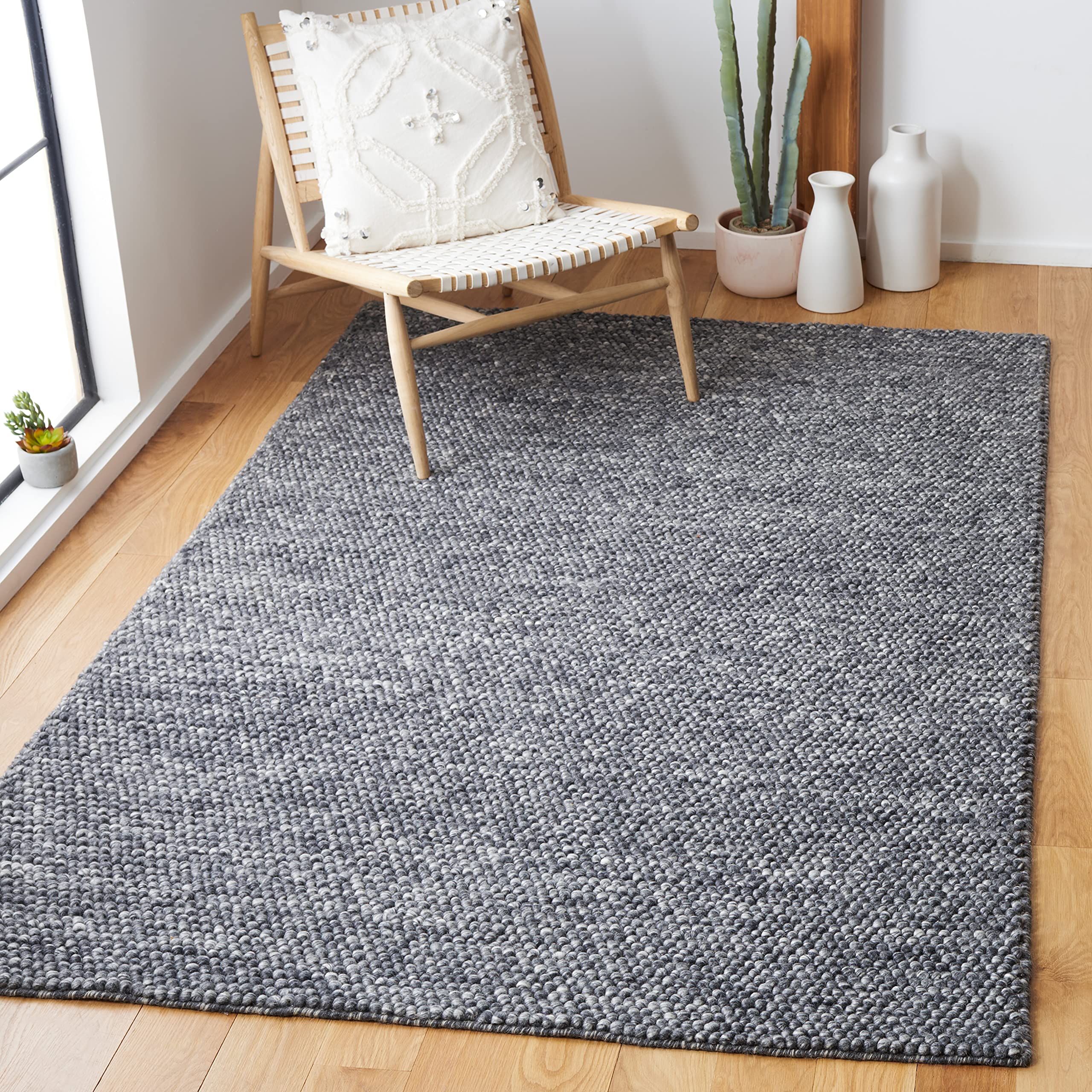 SAFAVIEH Area Rug 8x10 - Natura Collection - Large - Ivory, Handmade Wool Blend, Textured Design, Ideal for Living Room, Bedroom, Dining Space (NAT620A)
