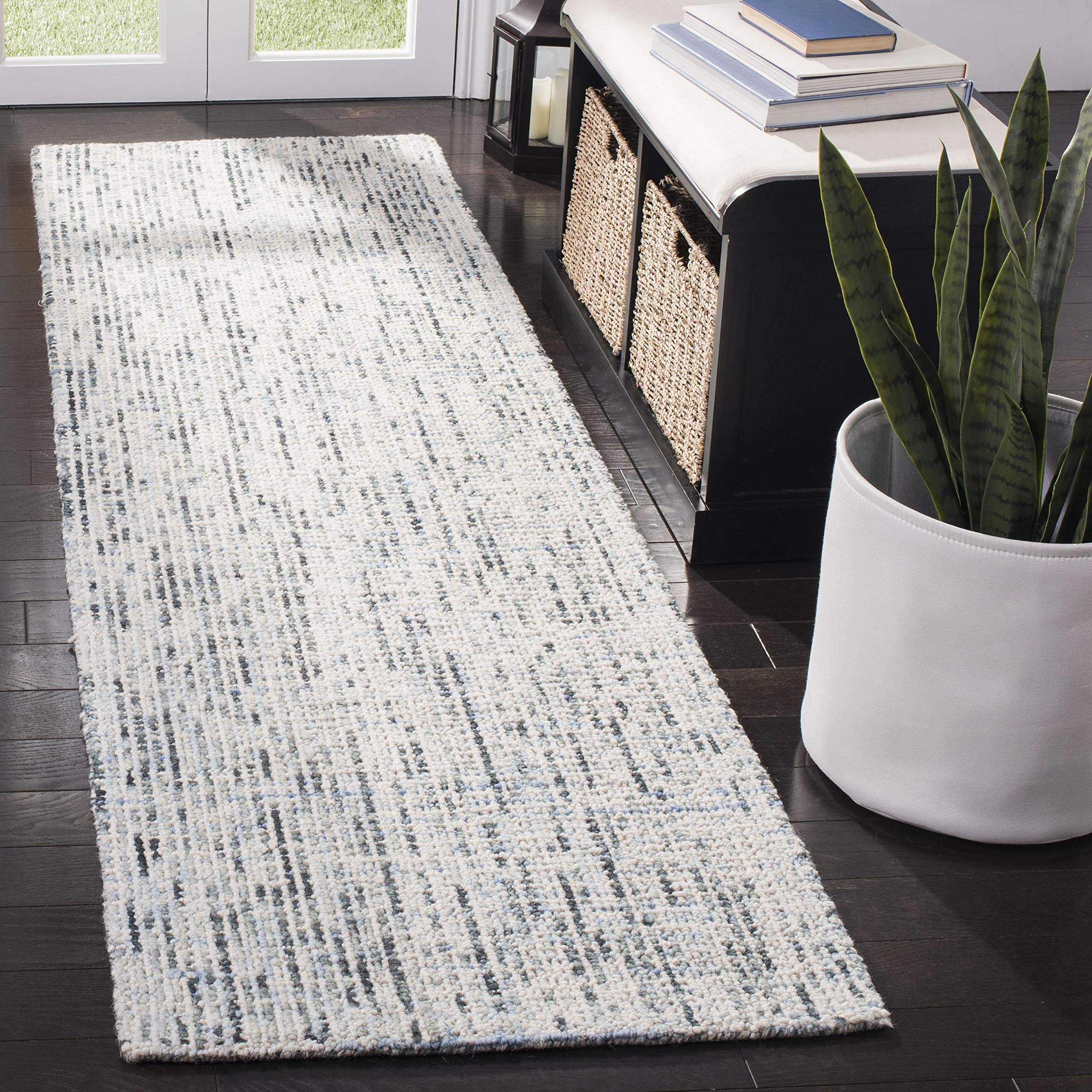 SAFAVIEH Area Rug 8x10 - Abstract Collection - Large - Ivory & Grey, Handmade Wool, Ideal for Living Room, Bedroom, Office, Dining Space (ABT468G)