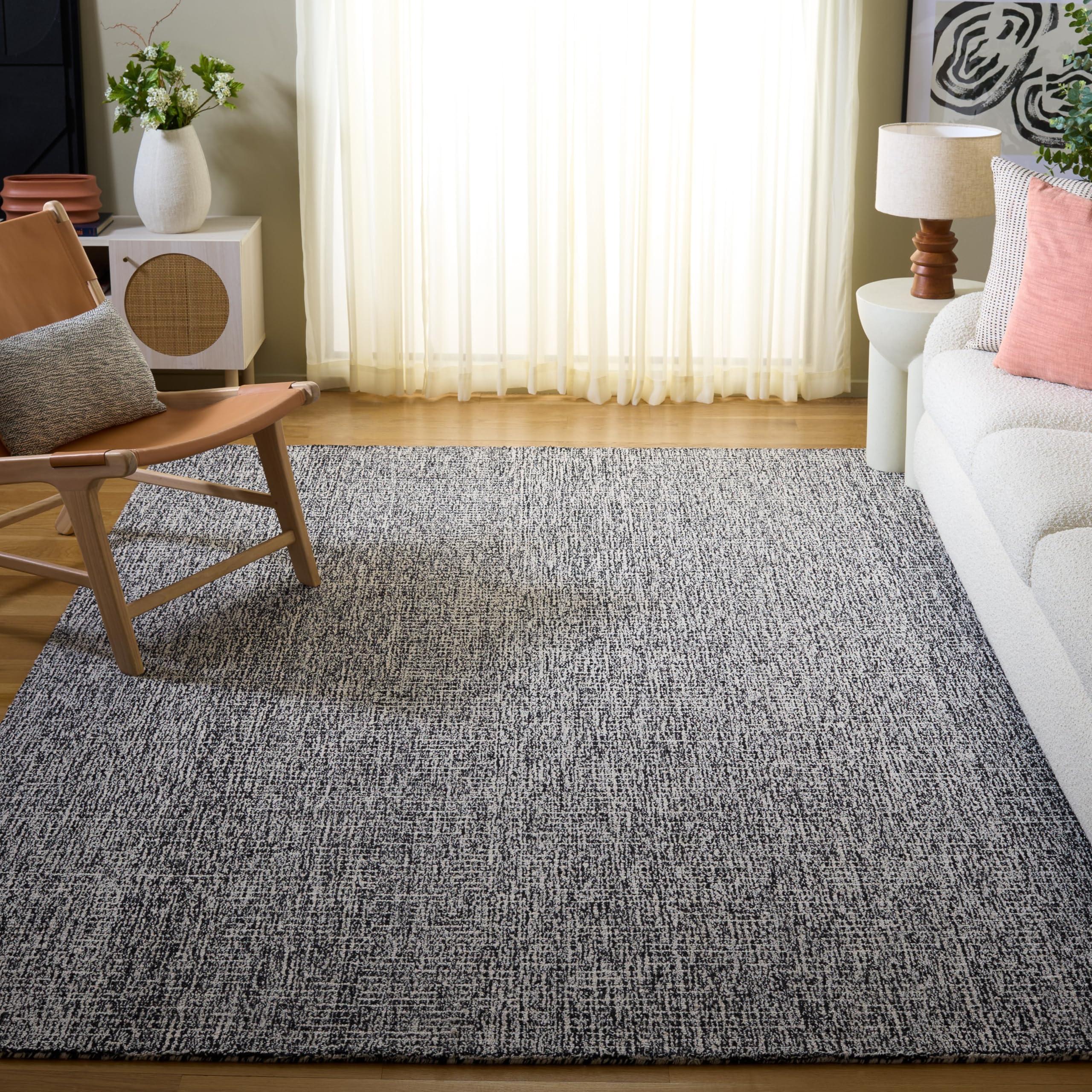 SAFAVIEH Area Rug 8x10 - Abstract Collection - Large - Ivory & Grey, Handmade Wool, Ideal for Living Room, Bedroom, Office, Dining Space (ABT468G)