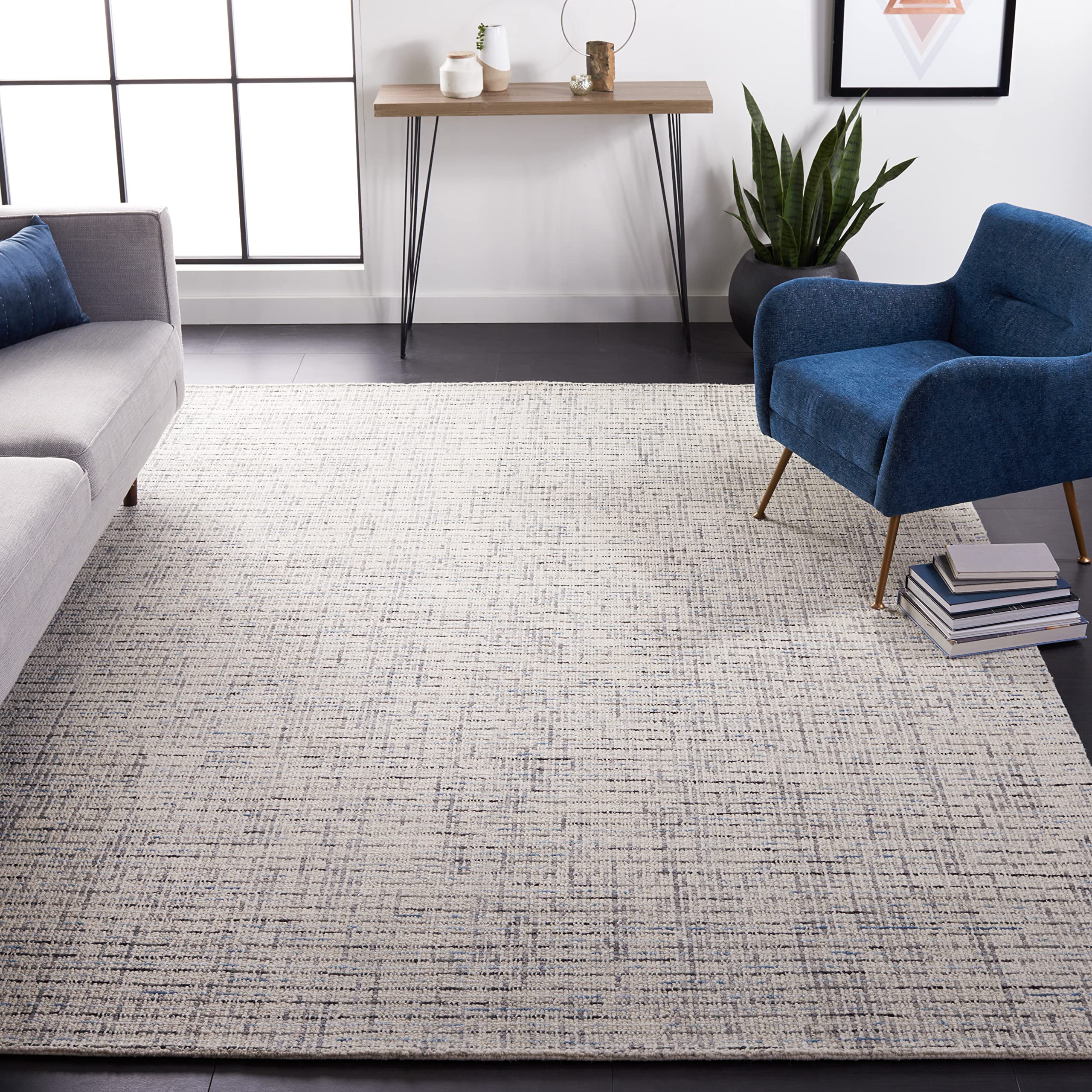 SAFAVIEH Area Rug 8x10 - Abstract Collection - Large - Ivory & Grey, Handmade Wool, Ideal for Living Room, Bedroom, Office, Dining Space (ABT468G)